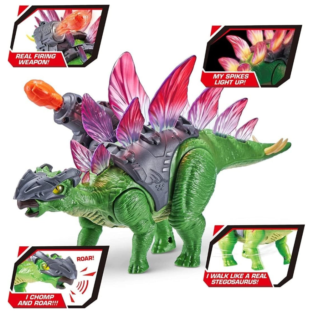 ZURU Robo Alive Dino Wars Series 1 Stegosaurus – Robotic Walking Dinosaur Toy with Battle Armor