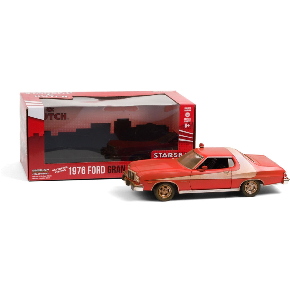 Starsky and Hutch Weathered 1976 Ford Gran Torino 1:24 Scale Diecast Replica Model