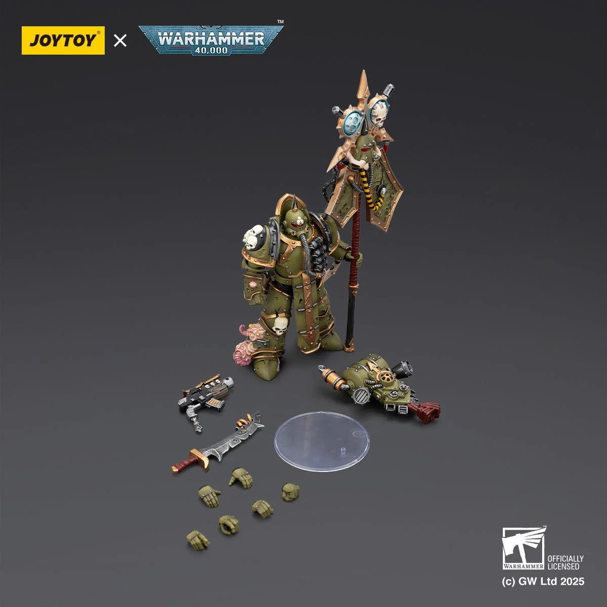 Joy Toy Warhammer 40K Death Guard Plague Marine Icon Bearer Figure with Boltgun & Plague Knife