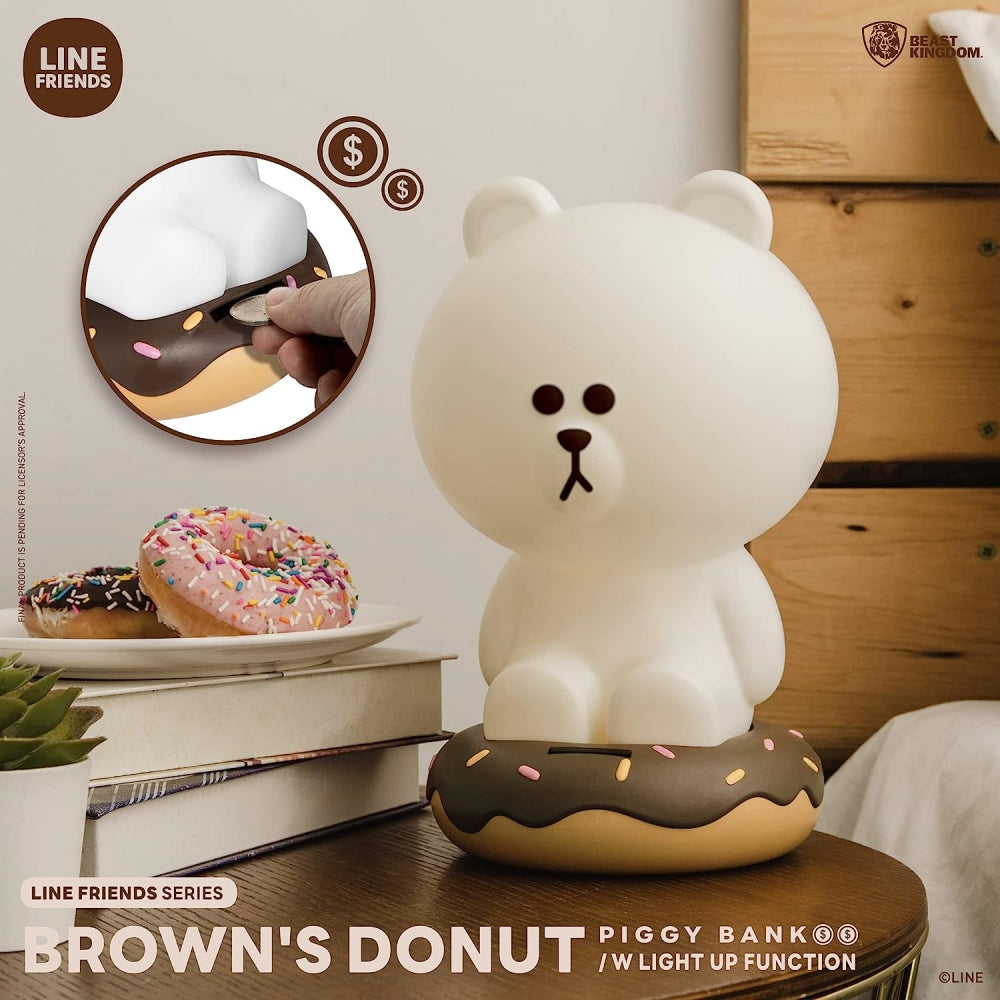 Beast Kingdom Line Friends: Brown&#39;s Donut Light-Up Vinyl Piggy Bank