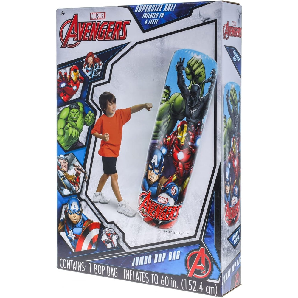 Avengers Jumbo Bop Bag Kids Super Size Punching Bag – 5 ft Tall Inflatable Boxing Toy with Marvel Graphics
