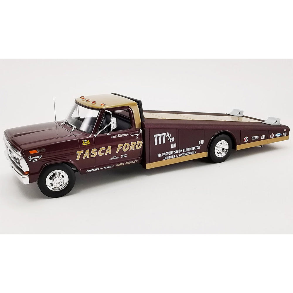 ACME 1:18 1970 Ford F-350 Ramp Truck – Tasca Ford (burgundy and gold)