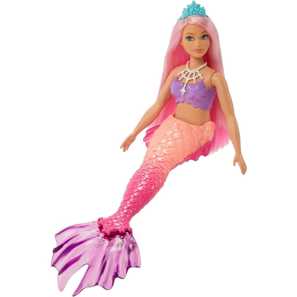 Barbie Dreamtopia Mermaid Doll with Curvy Body, Pink Hair, Pink Ombre Tail &amp; Tiara Accessory