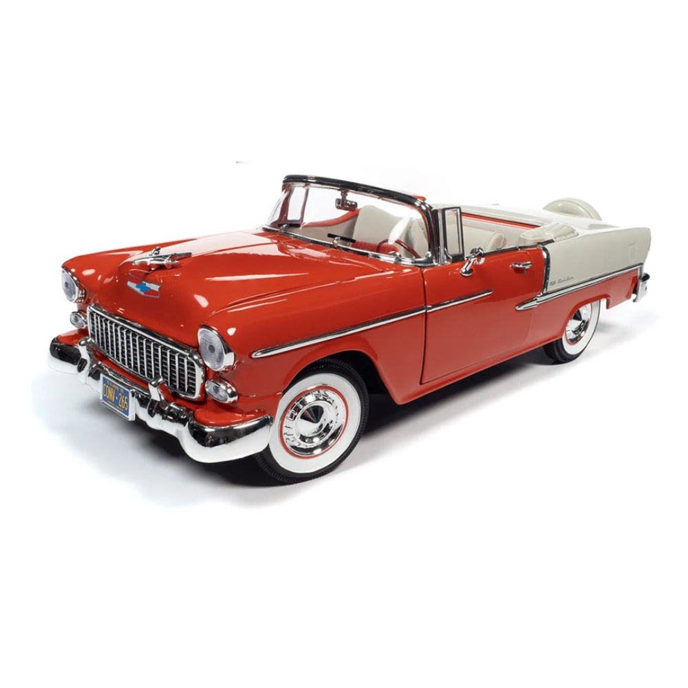 Auto World 1:18 1955 Chevrolet Bel Air Convertible (Gypsy Red/India Ivory)