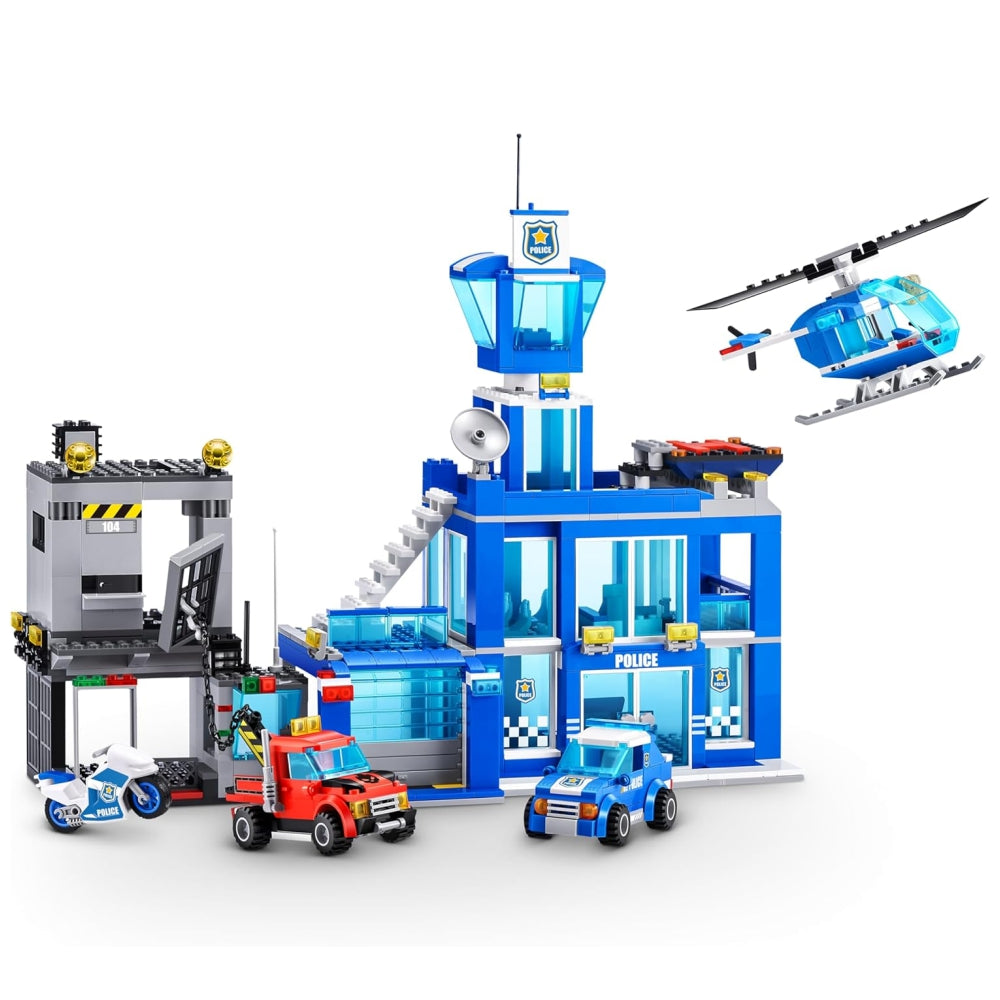 ZURU MAX Adventure Police Headquarters Playset – 822+ Piece Building Block Set (Police Station & Vehicles)