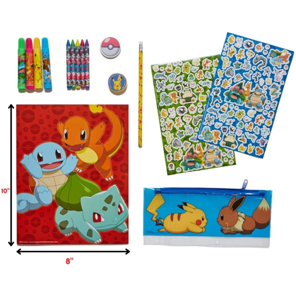 Innovative Designs Pokémon Kids Coloring Art & Sticker Set – 30 Piece Stationery & Craft Kit with Pencil Case