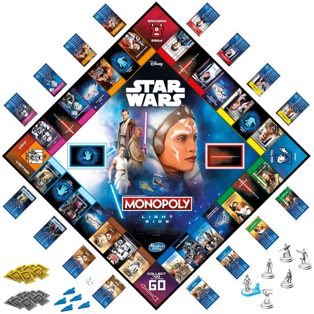 Hasbro Monopoly Star Wars Light Side Edition Board Game – Jedi-Themed Family Game for 2–6 Players (Ages 8+)