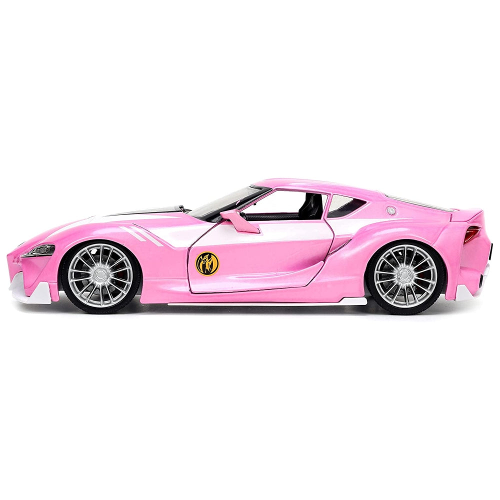 Jada Toys Mighty Morphin Power Rangers 1:24 Toyota FT-1 Concept Die-cast Car w/ 2.75&quot; Pink Ranger Figure