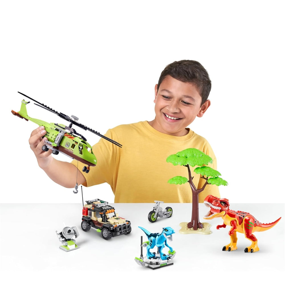 ZURU MAX-Dino Adventure US-Series 1 (552 pcs) Box Playset – Dinosaur Themed Building Bricks Toy (Assorted)