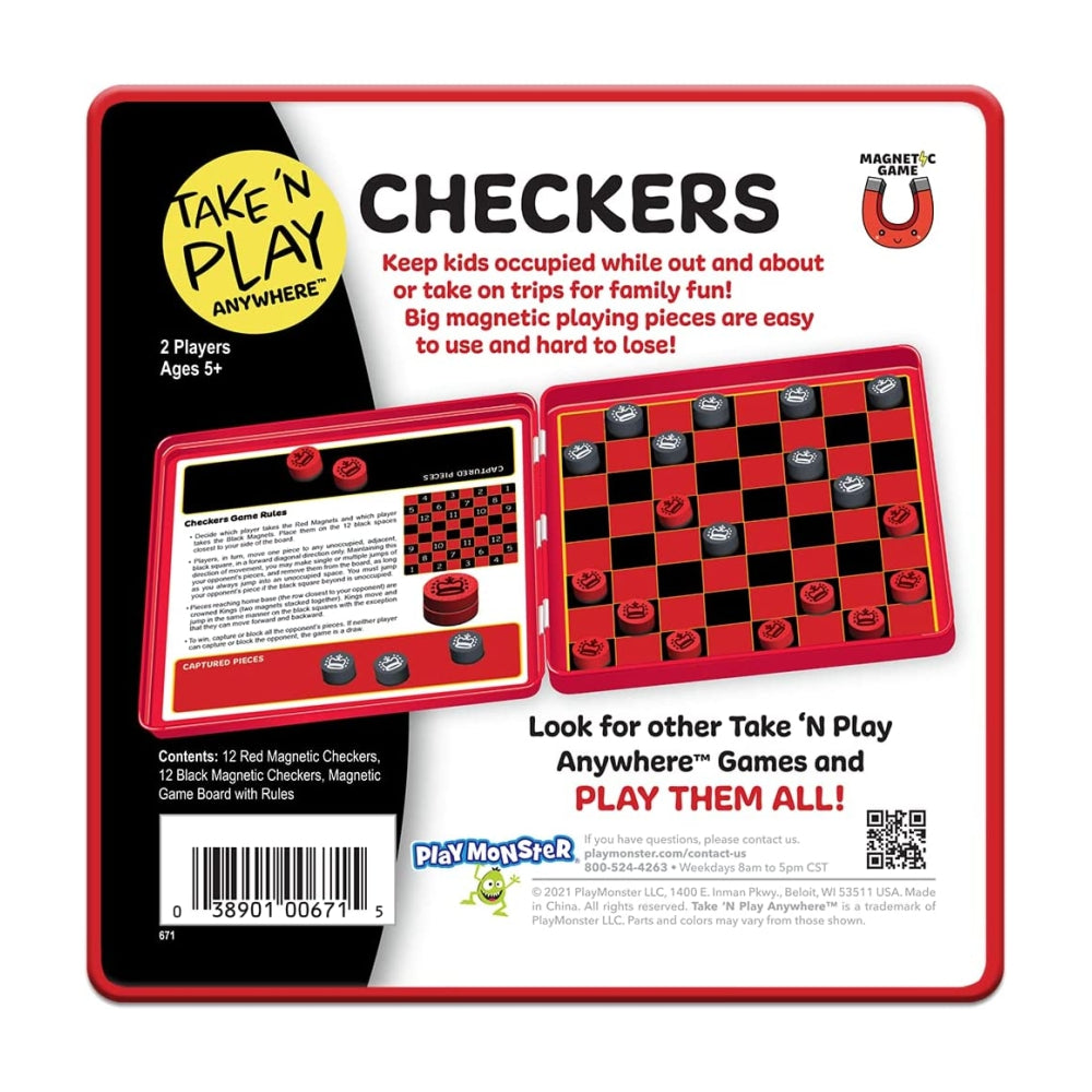 Take &#39;N Play Anywhere Checkers Magnetic Travel Game Fun on The Go! - Ages 4+