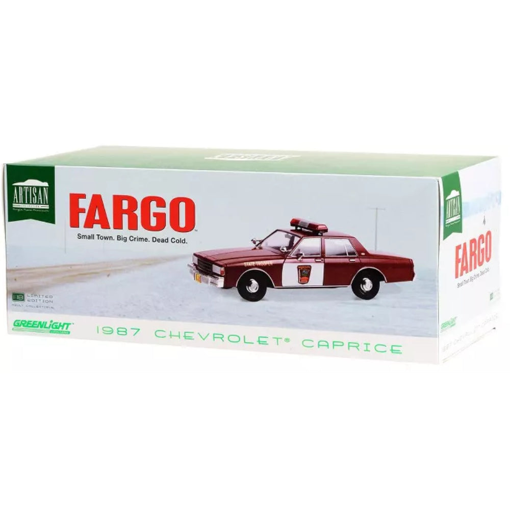 Greenlight 1987 Chevrolet Caprice Burgundy w/Burgundy Interior "Minnesota State Trooper" "Fargo" Movie 1/18 Diecast Model Car