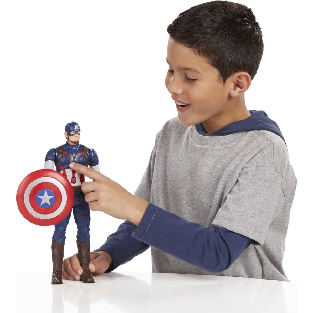 Marvel Avengers Titan Hero Tech Captain America Action Figure — 12″ Interactive Figure with Sounds & Removable Shield (Ages 4+)