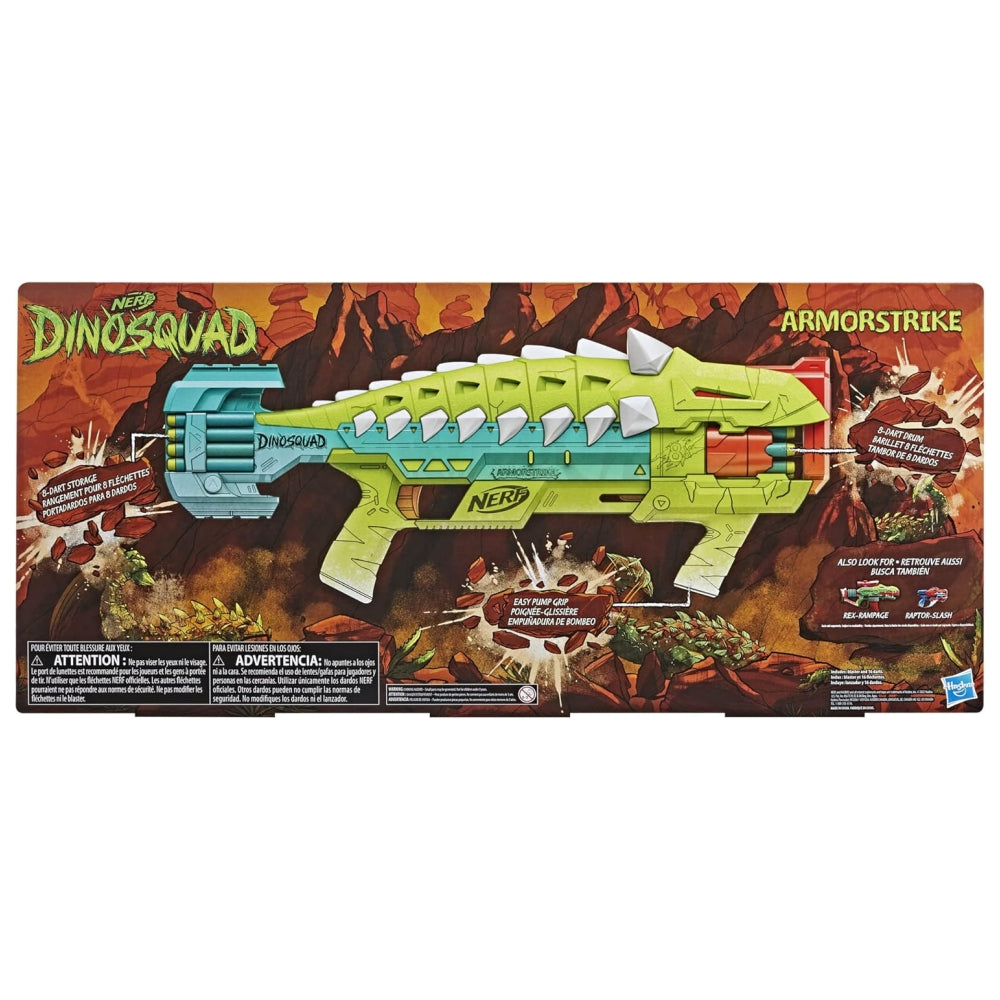 Nerf DinoSquad Armorstrike Dart Blaster – 8-Dart Drum + 16 Nerf Elite Darts