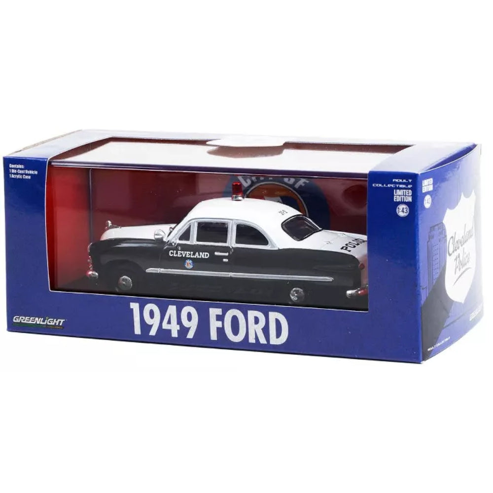 Greenlight 1949 Ford Coupe Black and White "Cleveland Police" (Ohio) 1/43 Diecast Model Car