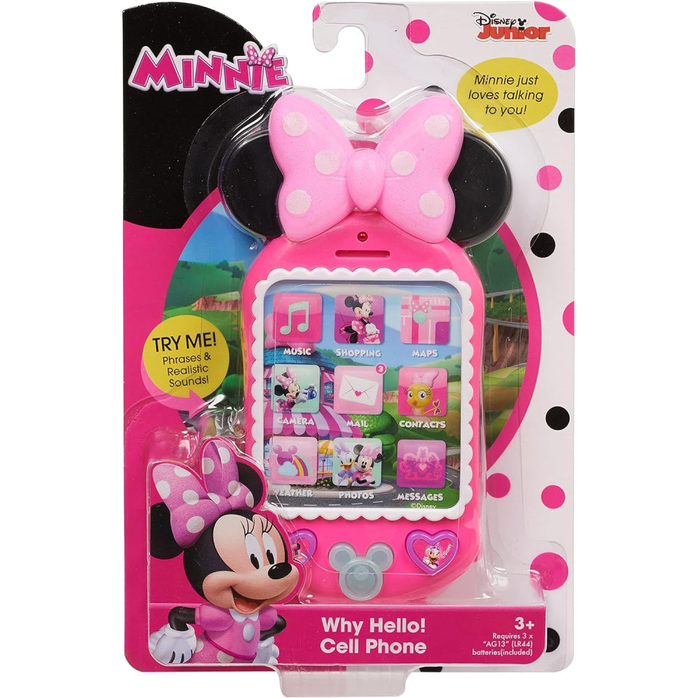 Minnie Bow-Tique Why Hello Pretend Play Cell Phone, Lights and Sounds, Kids Toys for Ages 3 and Up