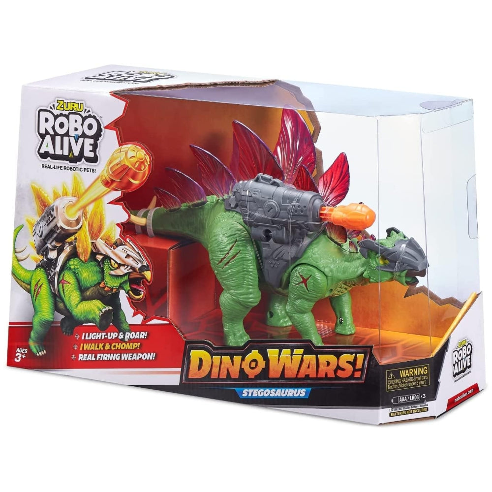 ZURU Robo Alive Dino Wars Series 1 Stegosaurus – Robotic Walking Dinosaur Toy with Battle Armor