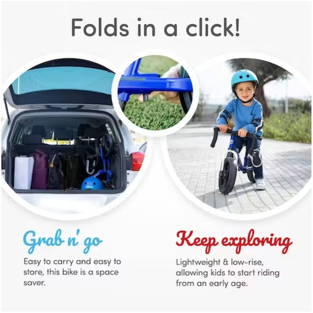 Folding Balance Bike - Blue with Protective Gear