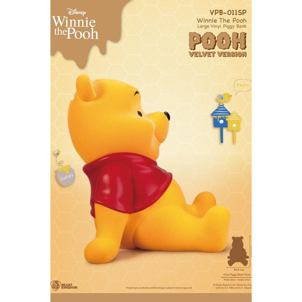 WINNIE THE POOH LARGE VINYL PIGGY BANK: POOH-VELVET VERSION