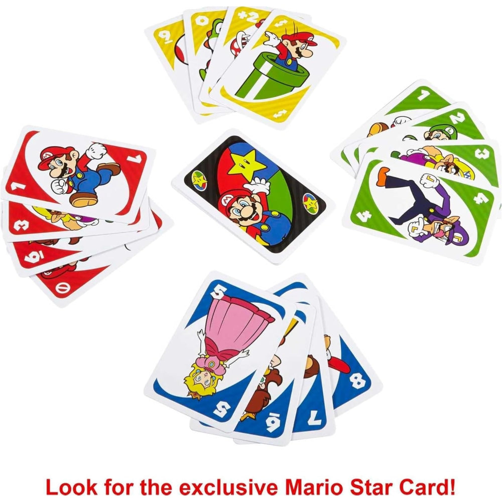 UNO Super Mario Card Game by Mattel – 112-Card Collector Deck with Mario Characters (Ages 7+)