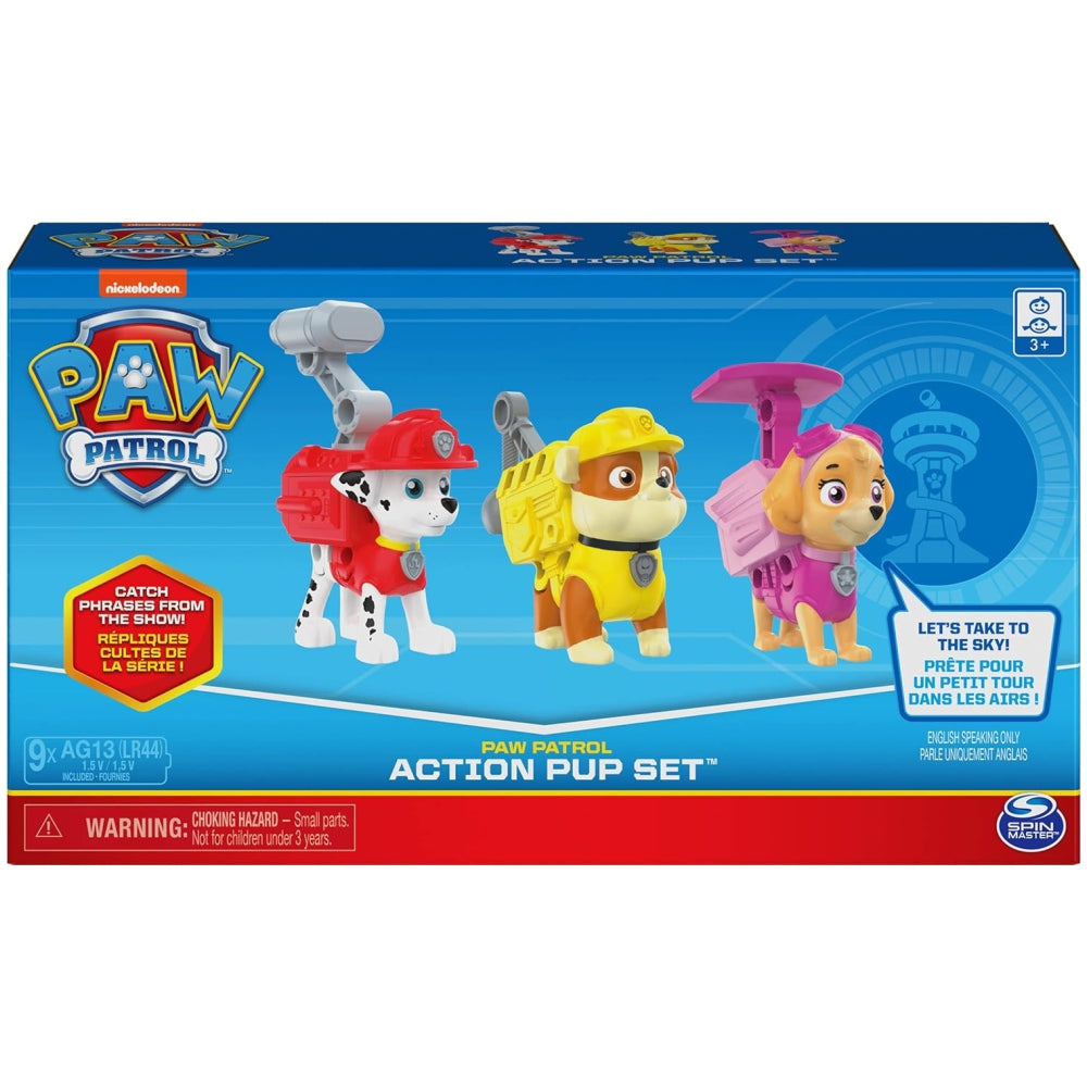 Paw Patrol, Action Pack Pups Marshall, Skye and Rubble 3-Pack of Collectible Toy Figures