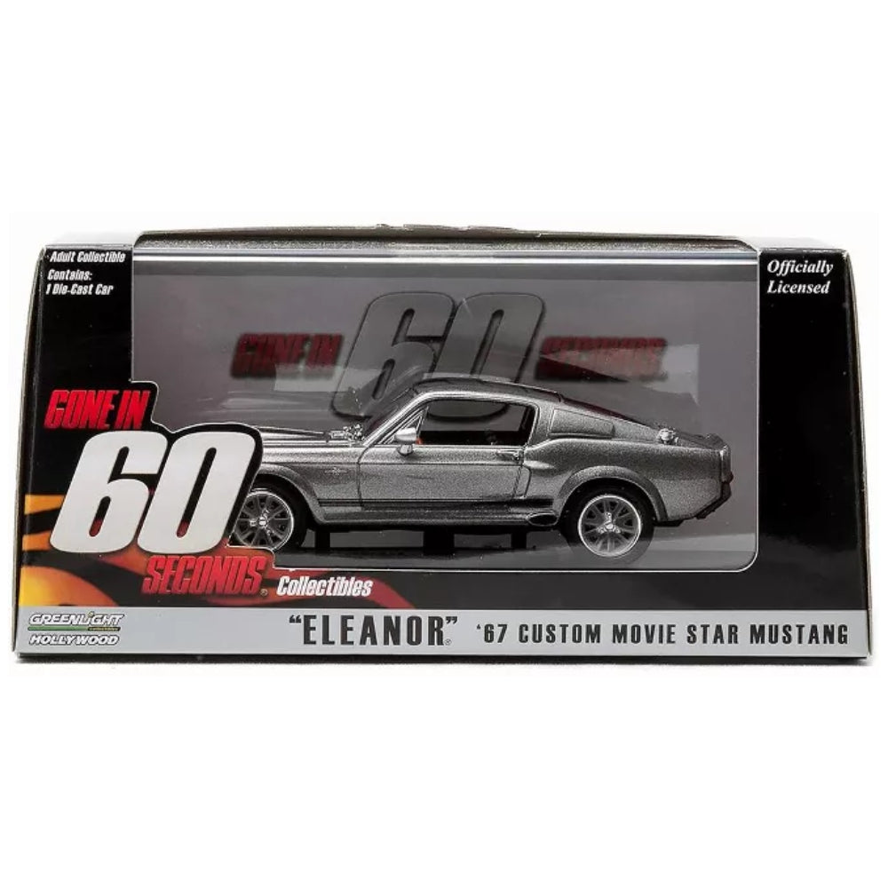 Greenlight 1967 Ford Mustang Custom &quot;Eleanor&quot; Gray Met. w/ Black Stripes &quot;Gone in 60 Seconds&quot; (2000) Movie 1/43 Diecast Model