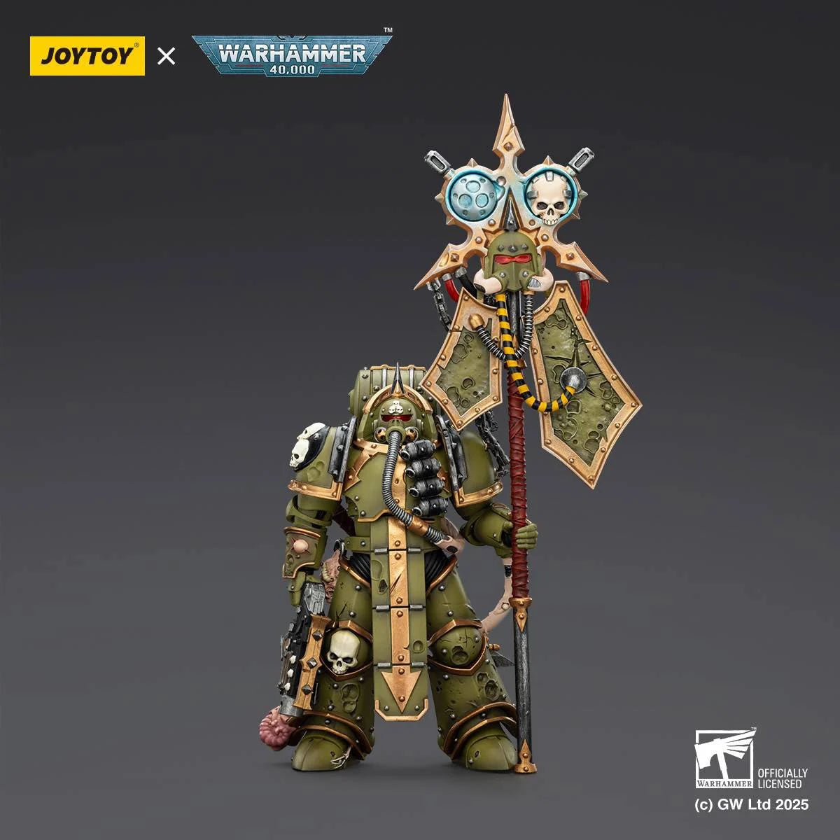Joy Toy Warhammer 40K Death Guard Plague Marine Icon Bearer Figure with Boltgun & Plague Knife