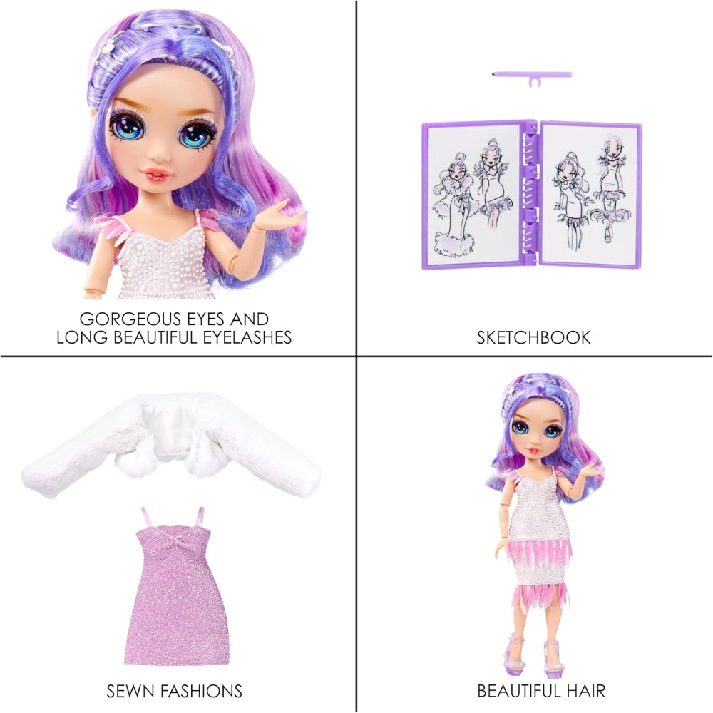 Rainbow High Fantastic Fashion Violet Willow Doll – 11” Purple Fashion Doll Playset with 2 Outfits & Accessories (Assorted)