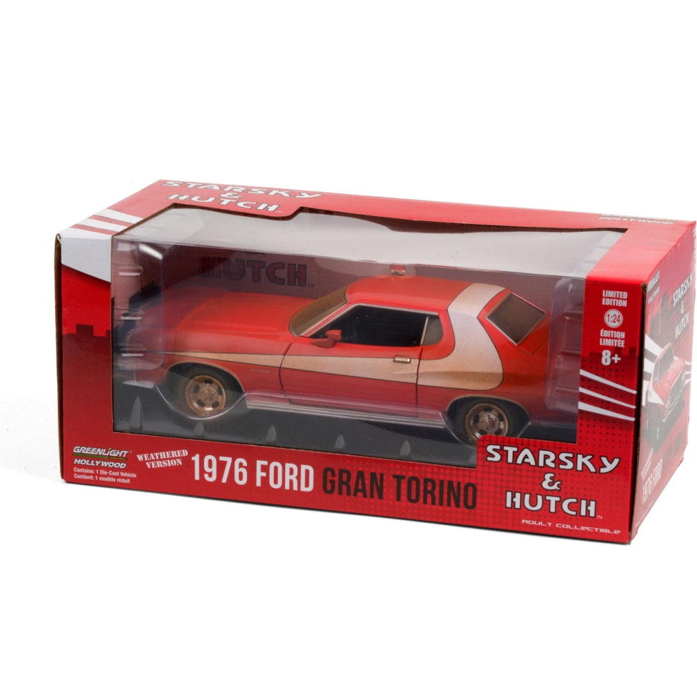 Starsky and Hutch Weathered 1976 Ford Gran Torino 1:24 Scale Diecast Replica Model