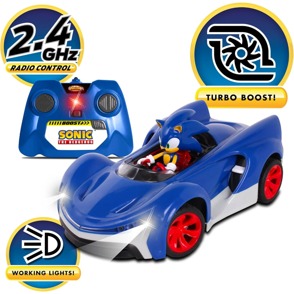 NKOK Team Sonic Racing RC Car – 2.4GHz Remote Control Sonic Vehicle with Turbo Boost & Working Lights