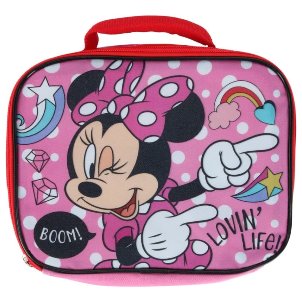 Disney Minnie Mouse 16” Backpack with Matching Rectangle Lunch Bag – 2 Piece School Set (Kids 3+)