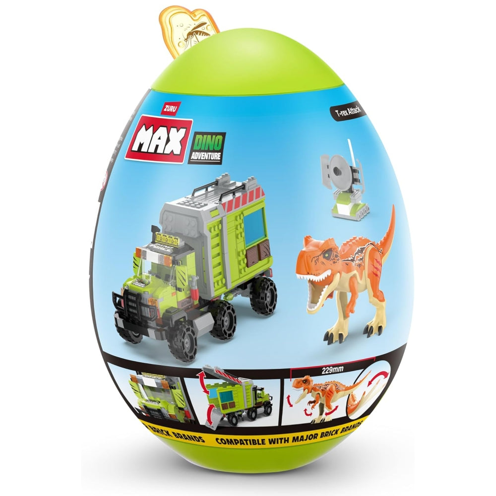 ZURU MAX-Dino Adventure US-Series 1 Egg Capsule – 284-Piece Dinosaur Build & Play Toy (Assorted)
