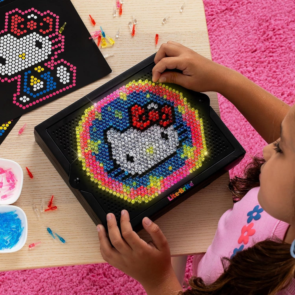 Lite-Brite Super Bright HD Hello Kitty Edition – Light-Up Art Set with Templates & Mini Pegs (Ages 6+)