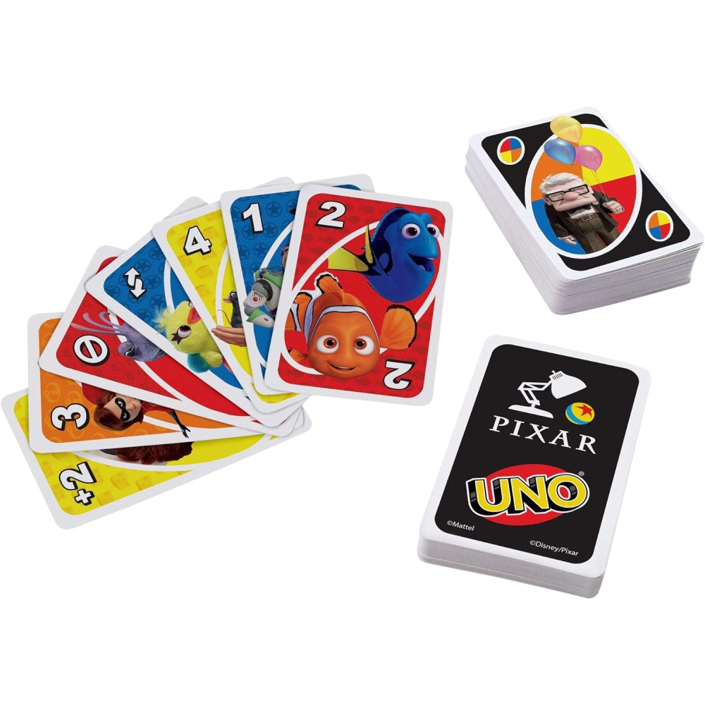 Mattel Games UNO Pixar 25th Anniversary Card Game with 112 Cards &amp; Instructions in Storage Tin