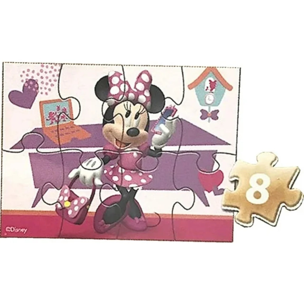 Disney Minnie Mouse 5 Wood Jigsaw Puzzles in Wood Storage Box