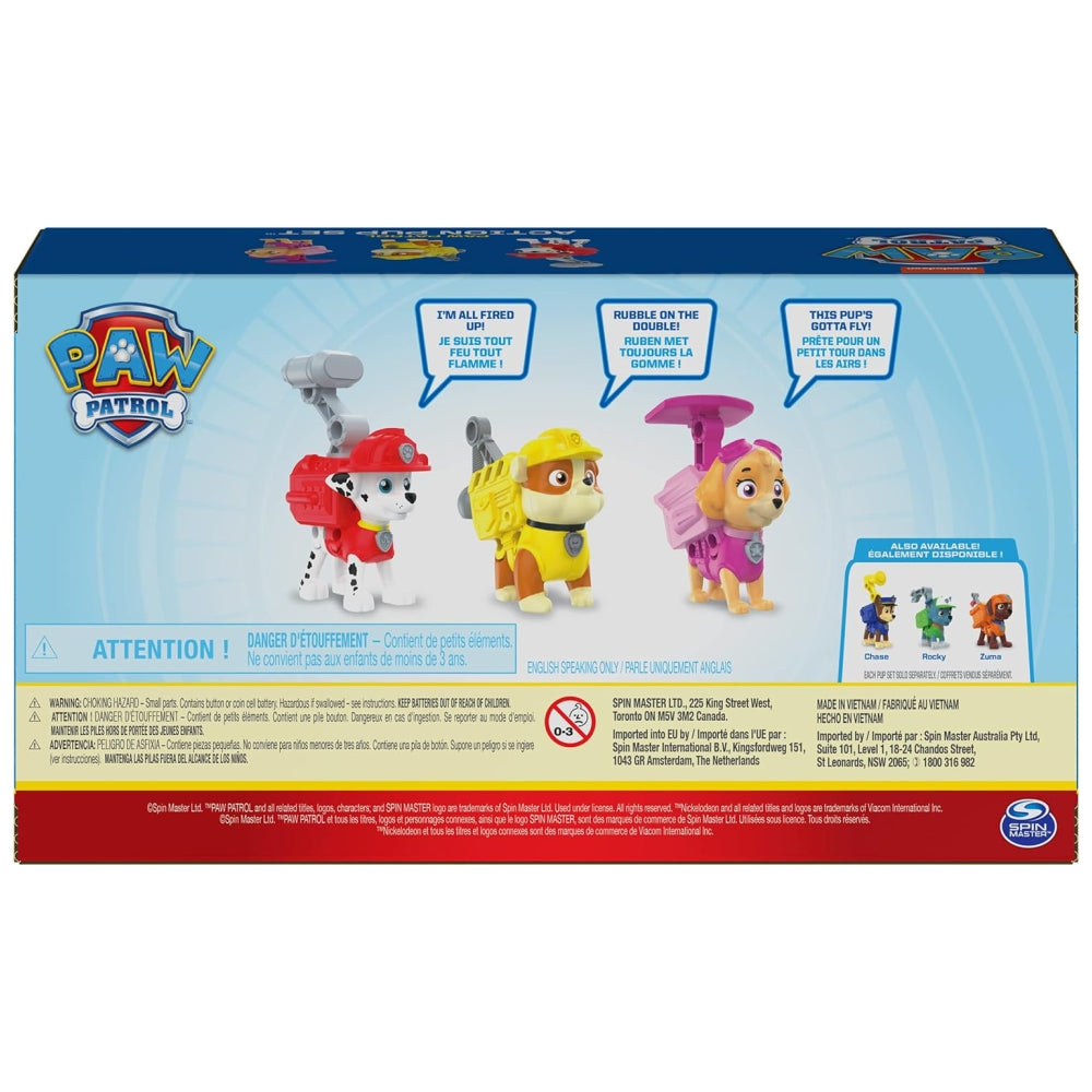 PAW Patrol – Action Pack Pup Set – Marshall, Rubble & Skye – 3