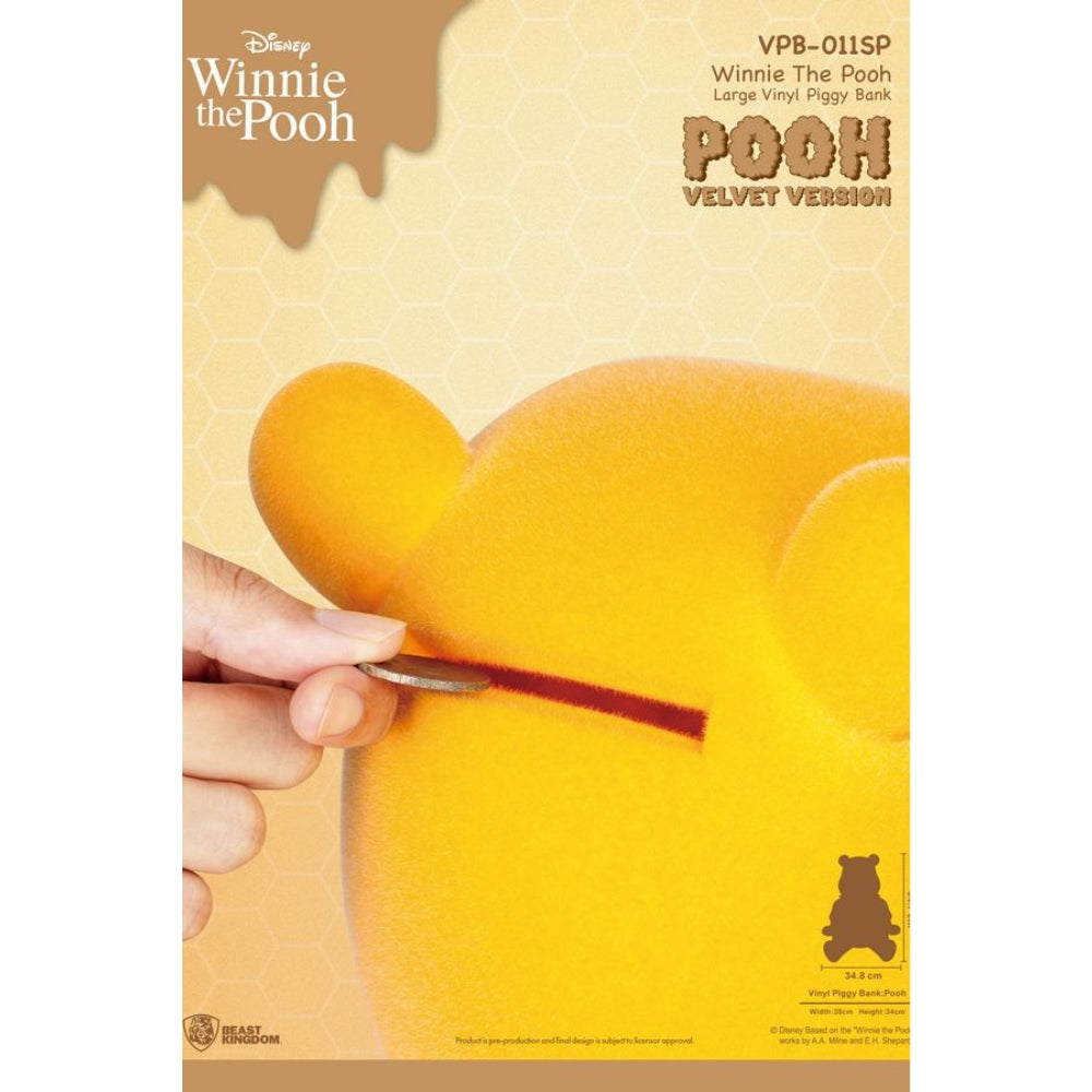 WINNIE THE POOH LARGE VINYL PIGGY BANK: POOH-VELVET VERSION