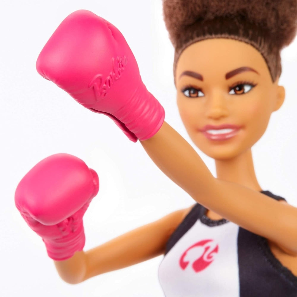 Barbie Boxer Brunette Doll: Metallic Shorts &amp; Pink Gloves, Ages 3+