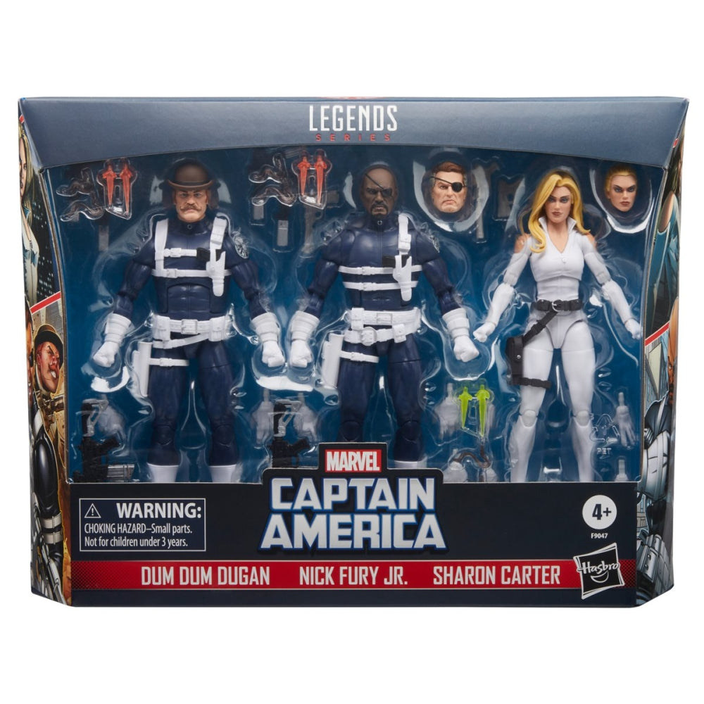 Captain America Marvel Legends Series Dum Dum Dugan, Sharon Carter, and Nick Fury Jr. 6-Inch Action Figure 3-Pack