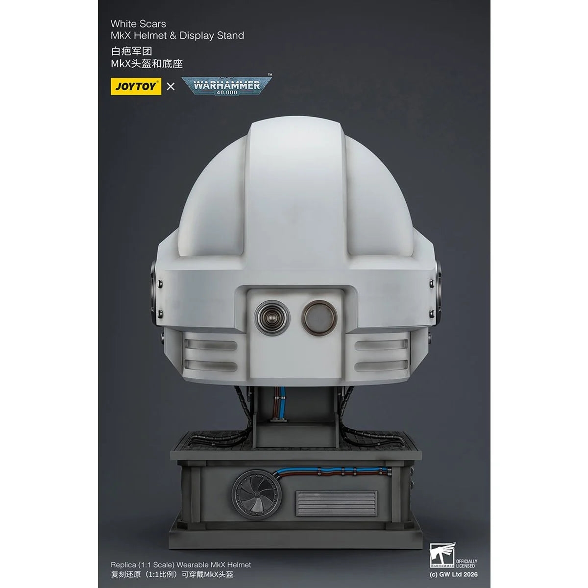 Joy Toy Warhammer 40K White Scars MKX Helmet with Stand 1:1 Scale Light-Up Prop Replica