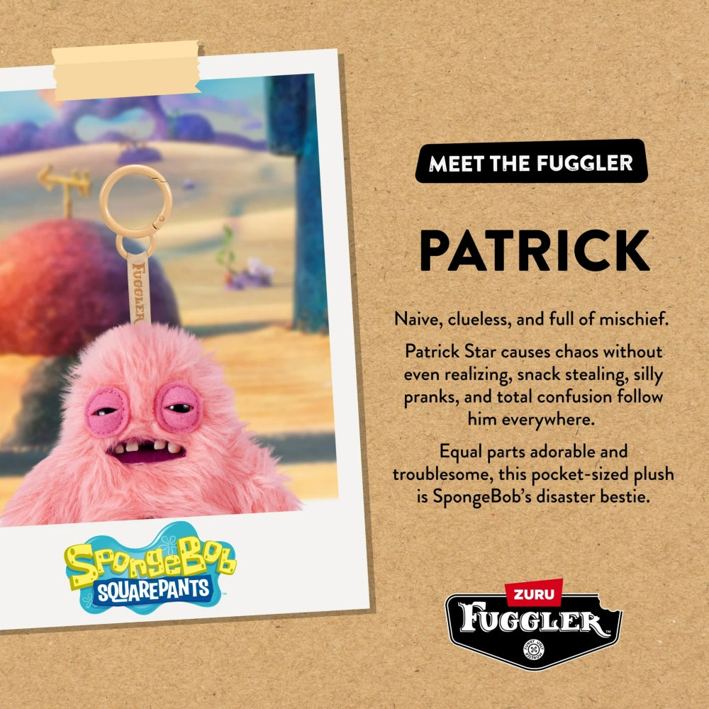 Fuggler SpongeBob Patrick Star Key Ring Plush 5”