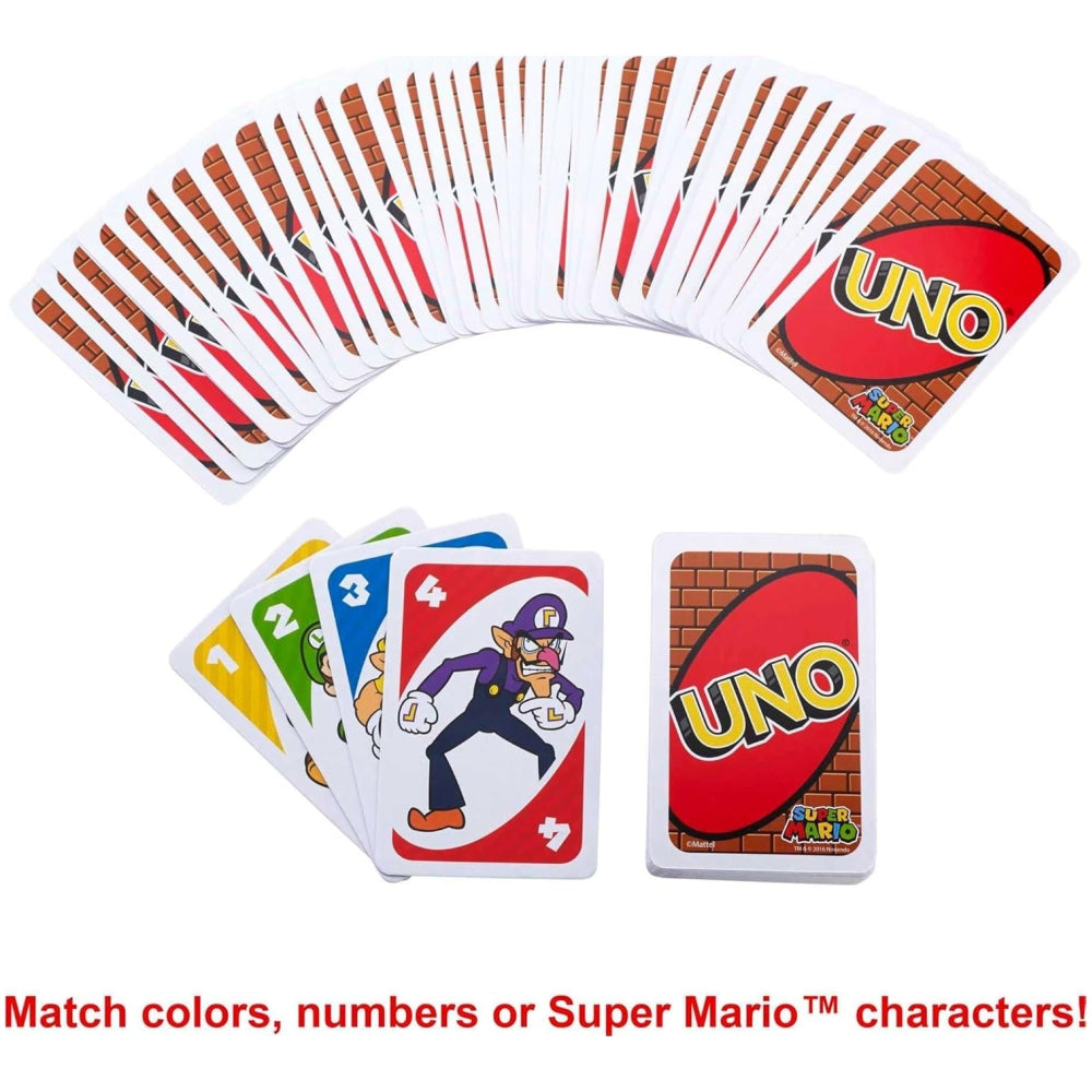 UNO Super Mario Card Game by Mattel – 112-Card Collector Deck with Mario Characters (Ages 7+)