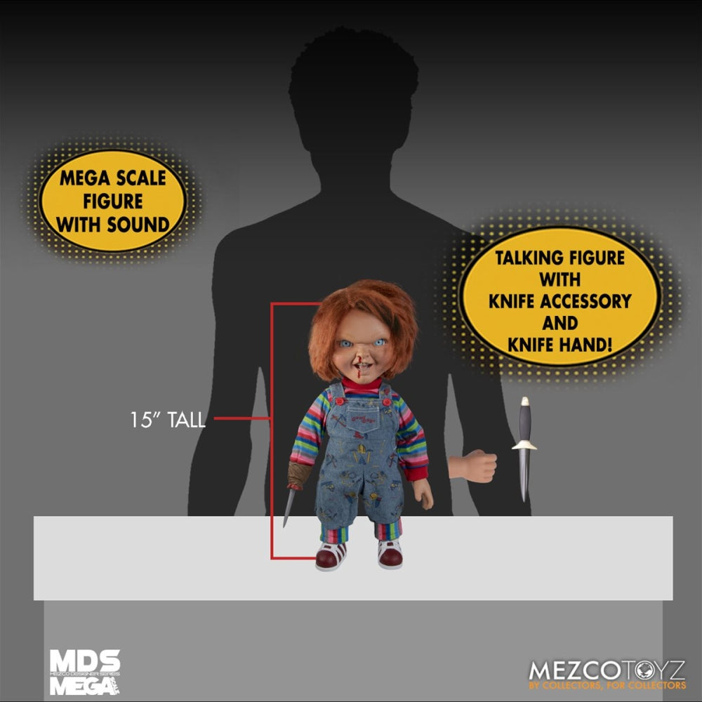 Child&#39;s Play Menacing Chucky Talking Mega-Scale 15-Inch Doll