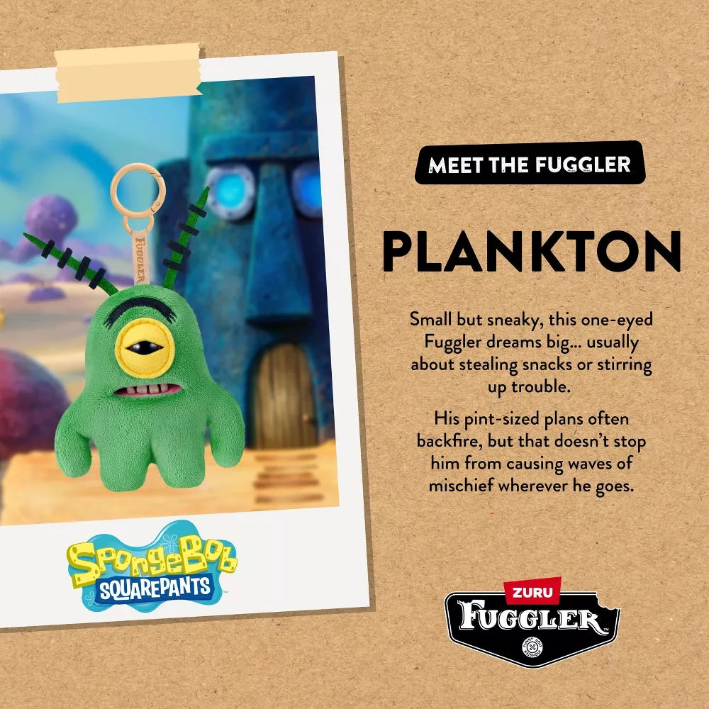 Fuggler SpongeBob Sheldon Plankton Key Ring Plush 5”