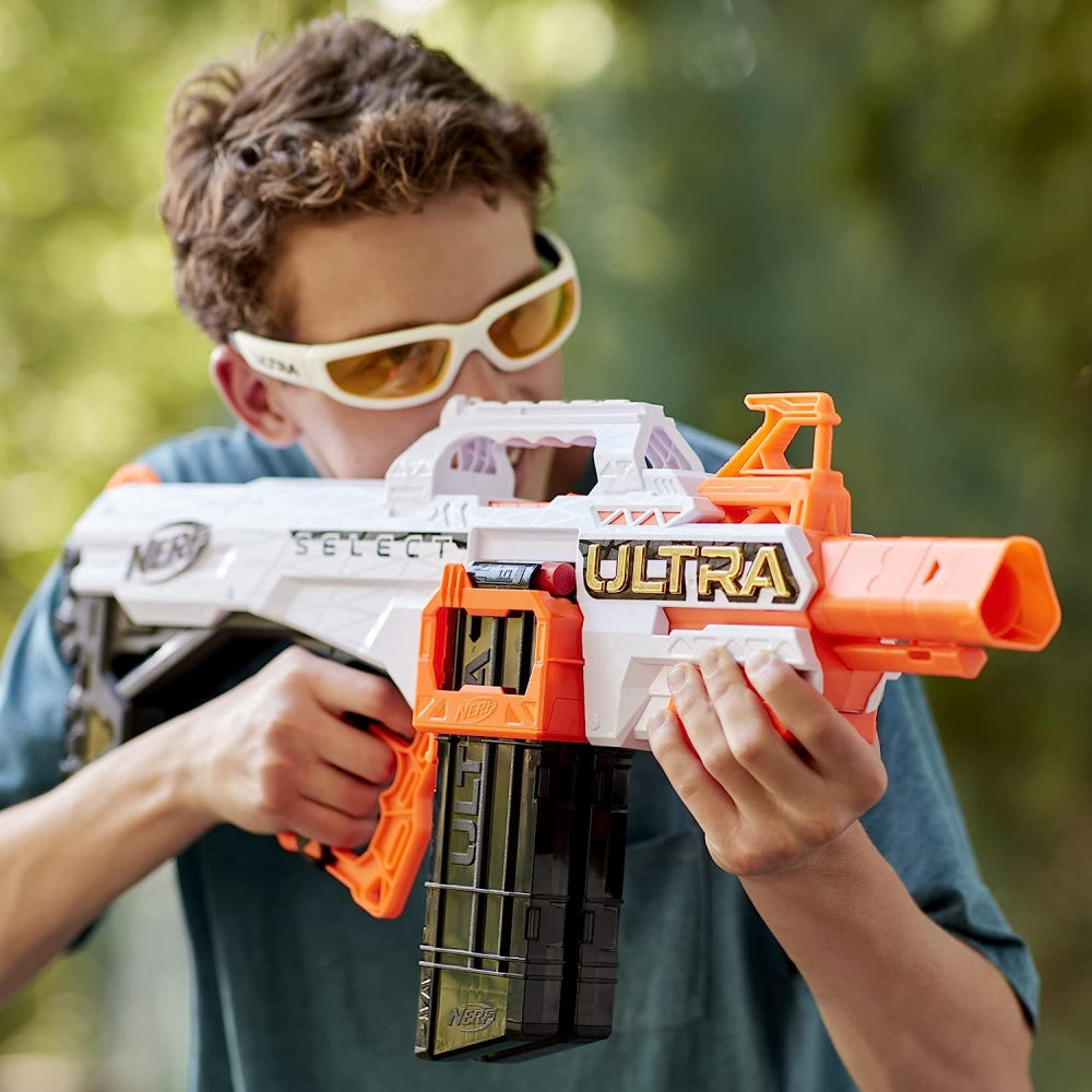 NERF Ultra Select Fully Motorized Blaster, Fire for Distance or Accuracy