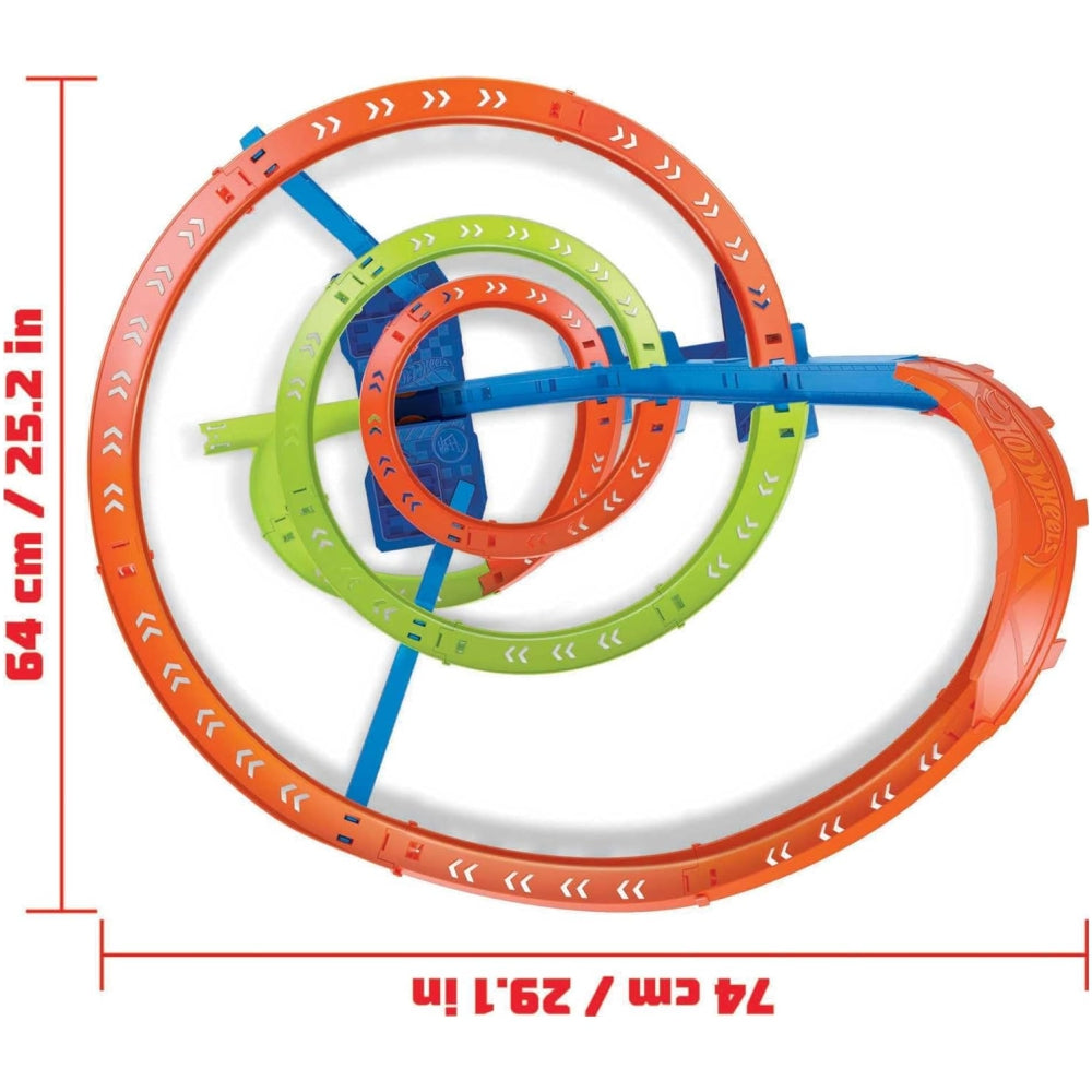 Hot Wheels Toy Car Track Set Spiral Speed Crash, Powered by Motorized Booster