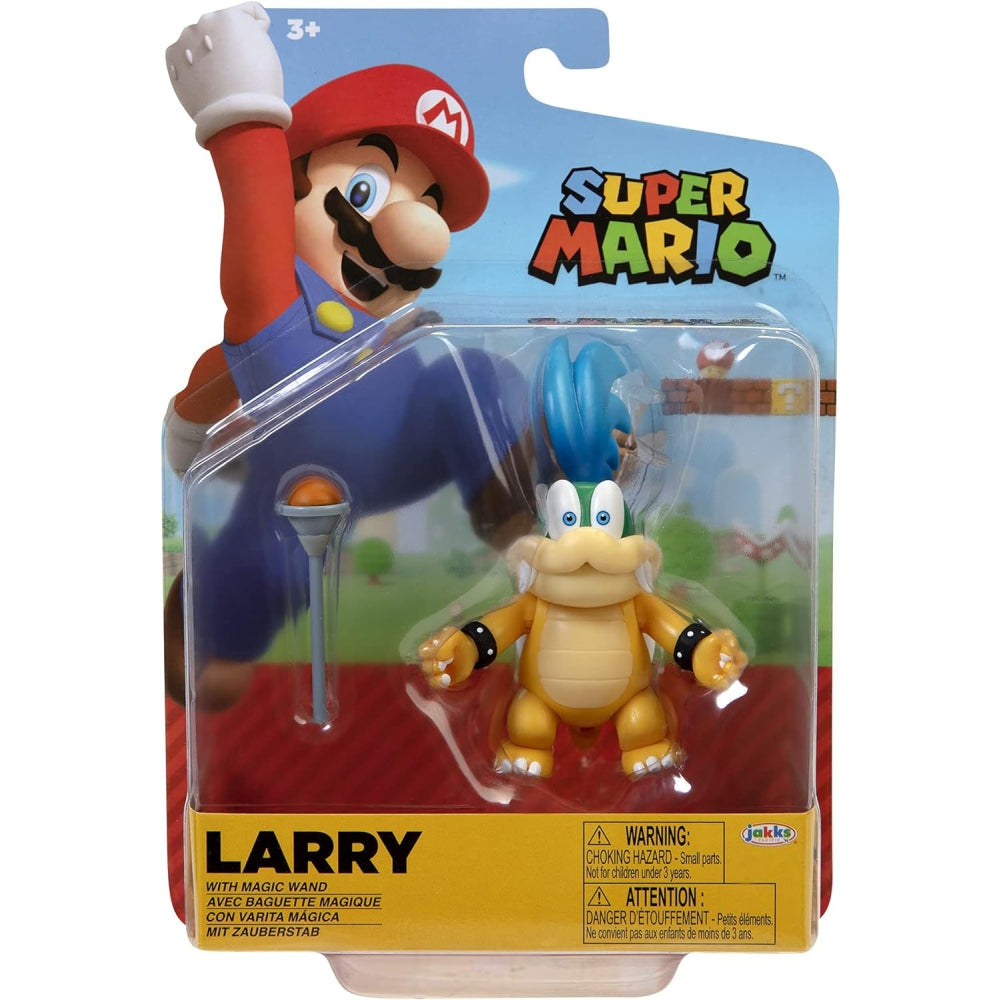 SUPER MARIO Action Figure 4 Inch Larry Koopa Collectible Toy with Wand Accessory , Yellow