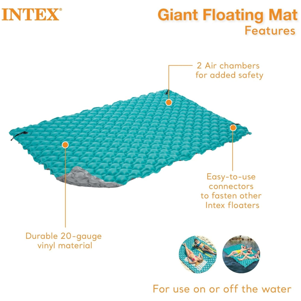 Intex Giant Inflatable Floating Water Mat – 114″ × 84″ Pool & Lake Lounger Platform Float