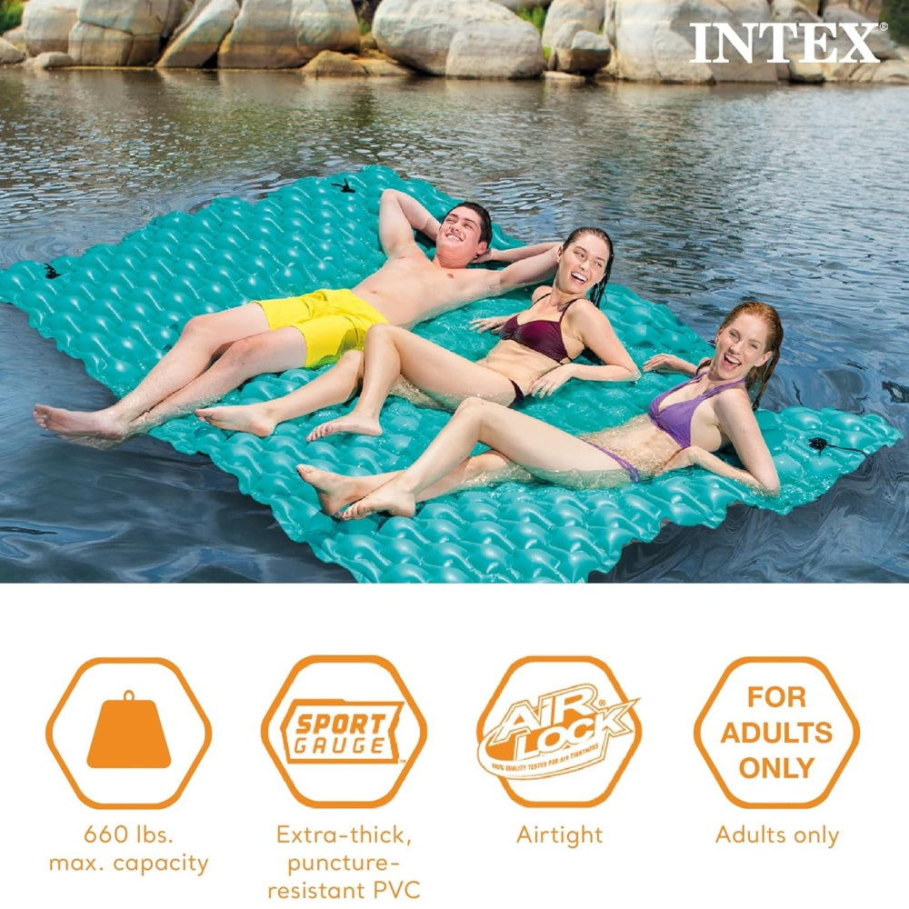 Intex Giant Inflatable Floating Water Mat – 114″ × 84″ Pool & Lake Lounger Platform Float