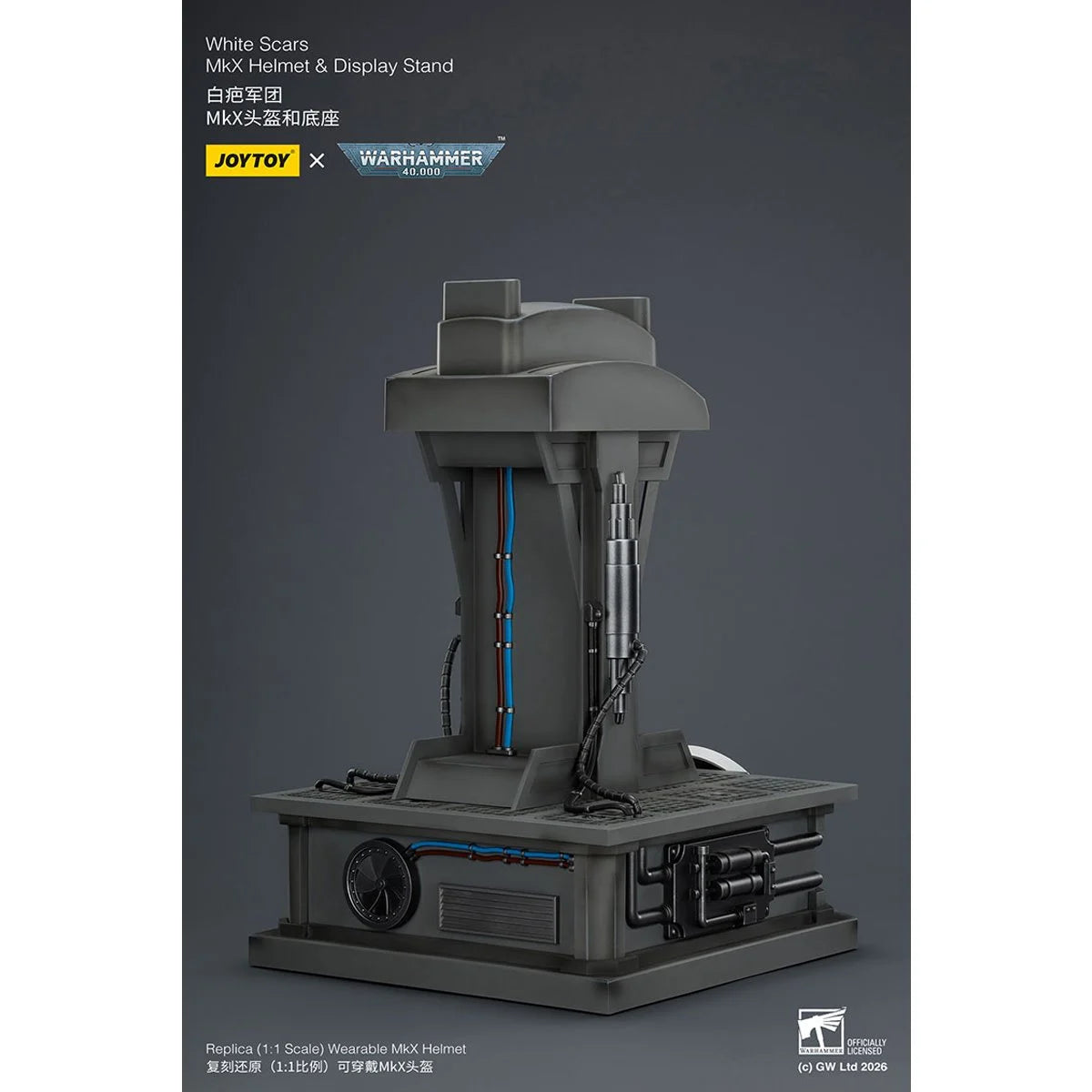 Joy Toy Warhammer 40K White Scars MKX Helmet with Stand 1:1 Scale Light-Up Prop Replica
