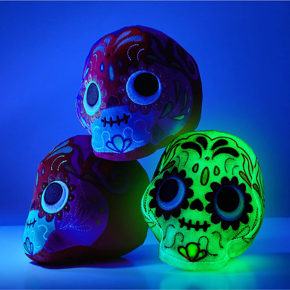 Yummy World Dia De Los Muertos Sugar Skulls Glow-In-The-Dark Plush Set